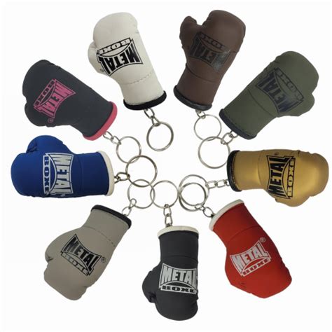 Pack of 10 mini glove key rings Metal Boxe 